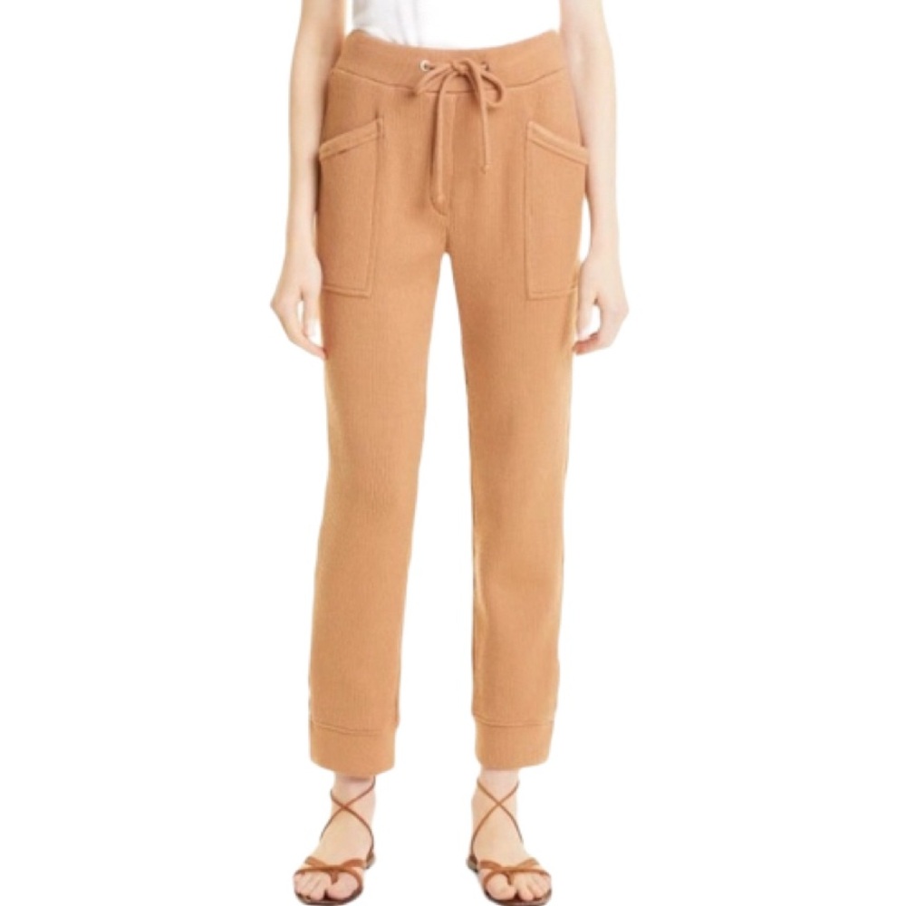 NWT Johnathan Simkhai Standard Danny Rib Knit Camel Joggers - Sz L